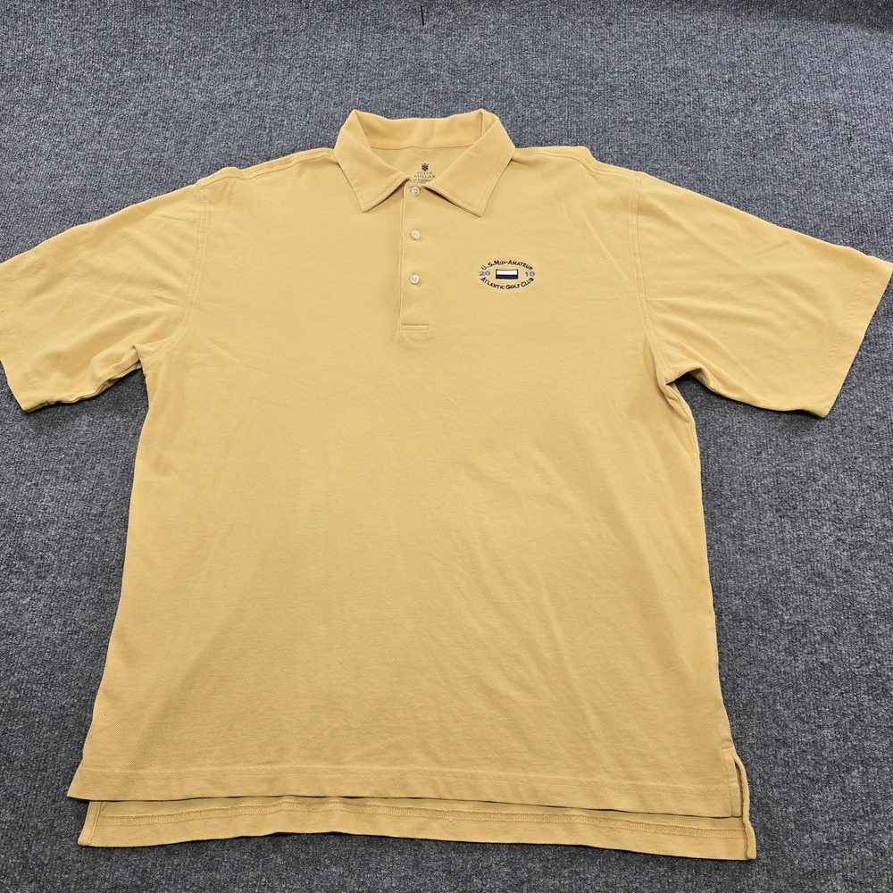 Peter Millar Sun Washed Mesh Polo Shirt Mens Large Beige Atlantic Golf Club 2010